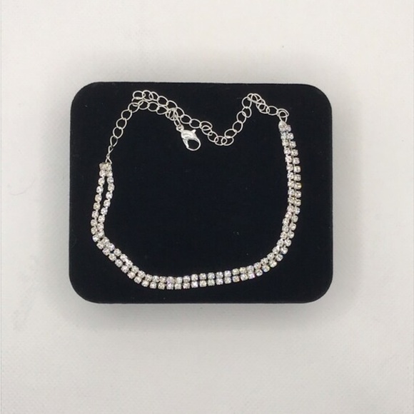 🌴3/$10 - Double Rhinestone Anklet - Silver - Picture 1 of 3